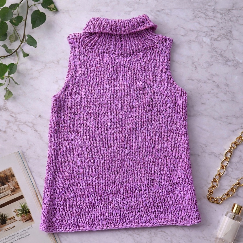 Vintage Dana Buchman Petite Pink Knit Sleeveless Top